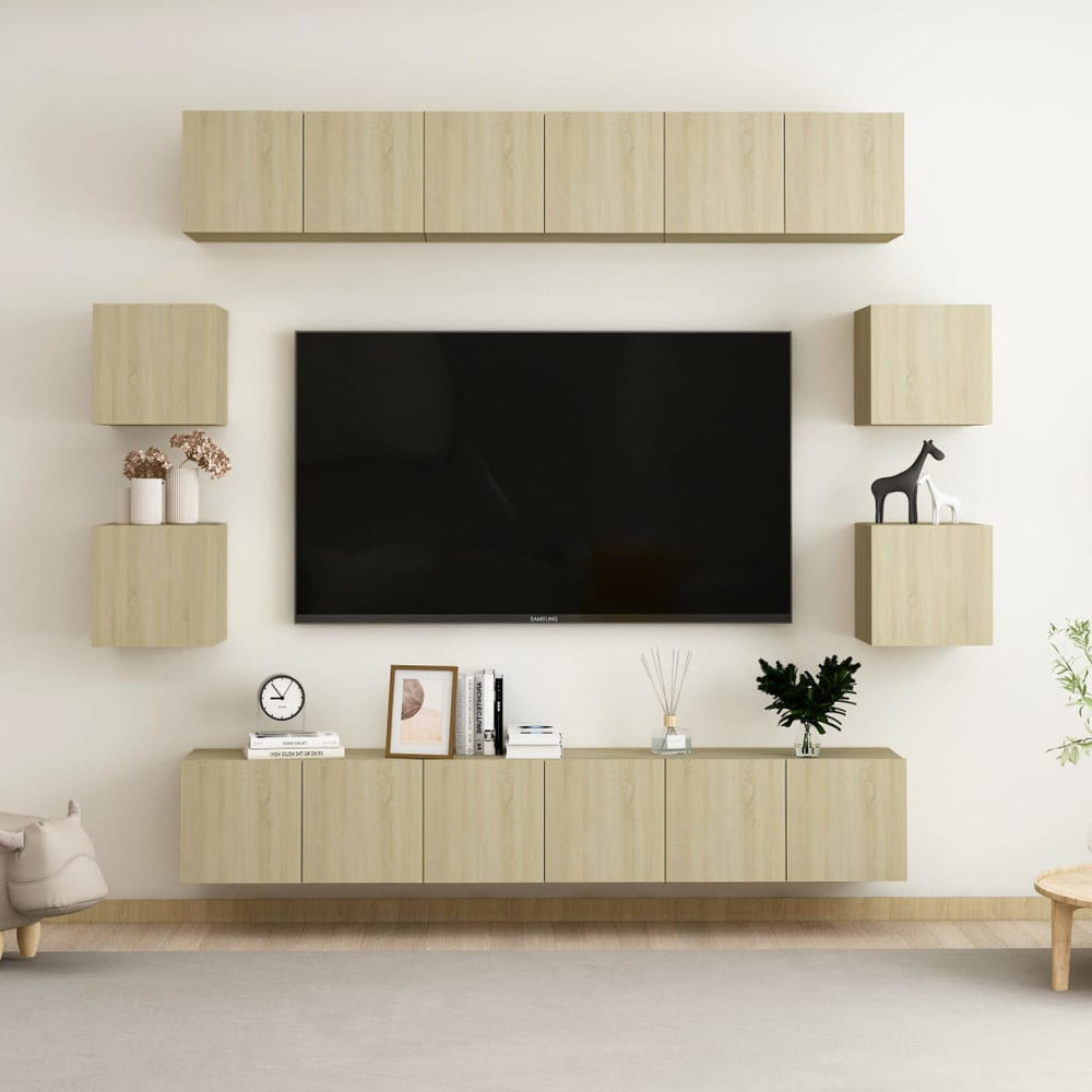 vidaXL 10-piece TV Cabinet Set Sonoma Oak Engineered Wood