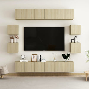 vidaXL 10-piece TV Cabinet Set Sonoma Oak Engineered Wood
