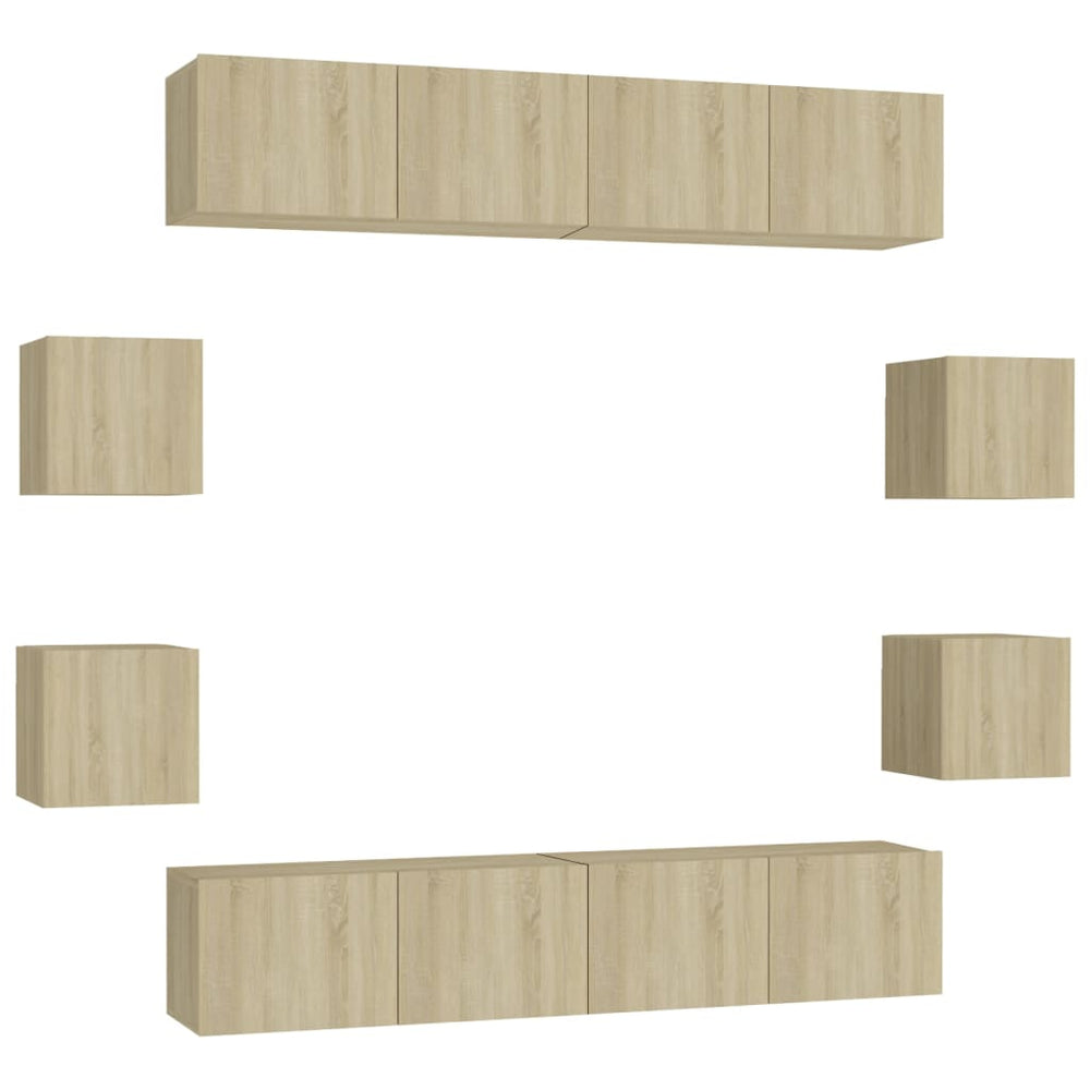 vidaXL 8-Piece TV Cabinet Set Sonoma Oak Engineered Wood