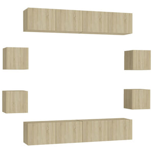 vidaXL 8-Piece TV Cabinet Set Sonoma Oak Engineered Wood