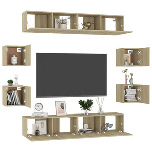 vidaXL 8-Piece TV Cabinet Set Sonoma Oak Engineered Wood