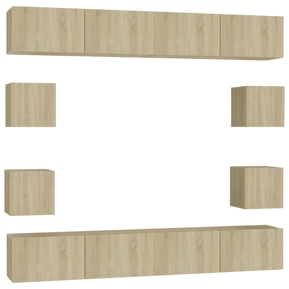 vidaXL 8-Piece TV Cabinet Set Sonoma Oak Engineered Wood