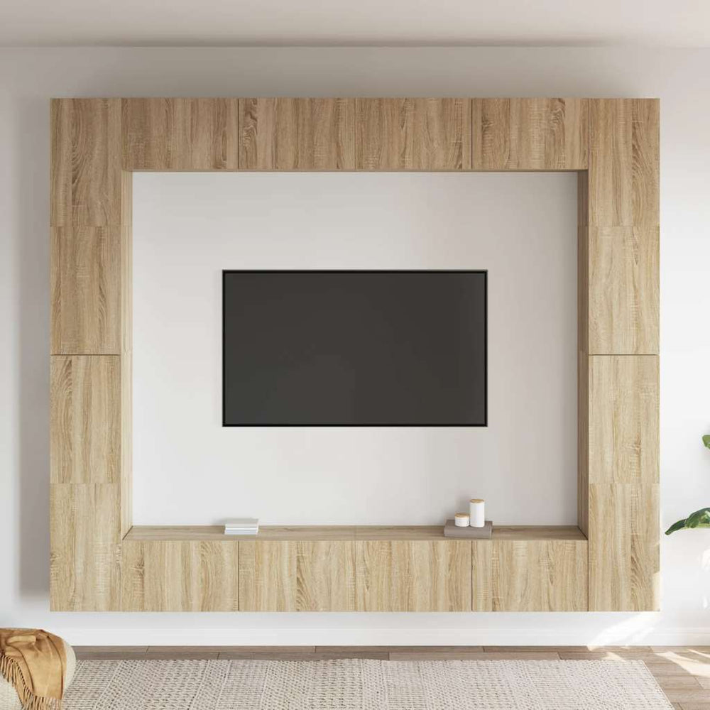 vidaXL 8-Piece TV Cabinet Set Sonoma Oak Engineered Wood