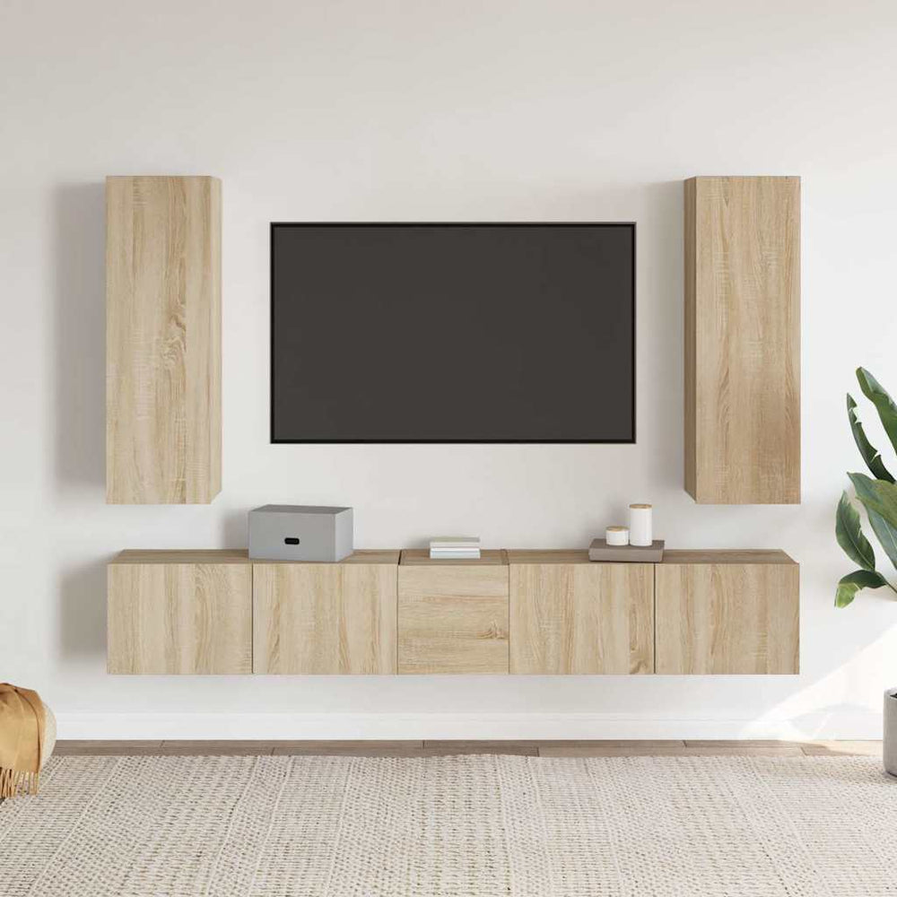 vidaXL 5-piece TV Cabinet Set Sonoma Oak Engineered Wood