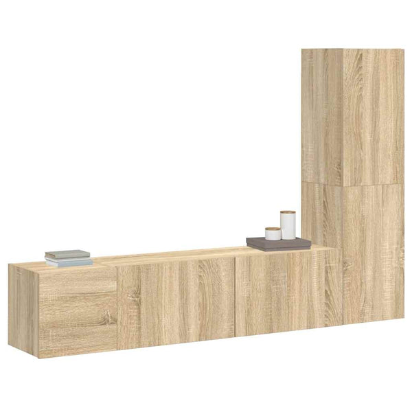 vidaXL 3-Piece TV Cabinet Set Sonoma Oak Engineered Wood