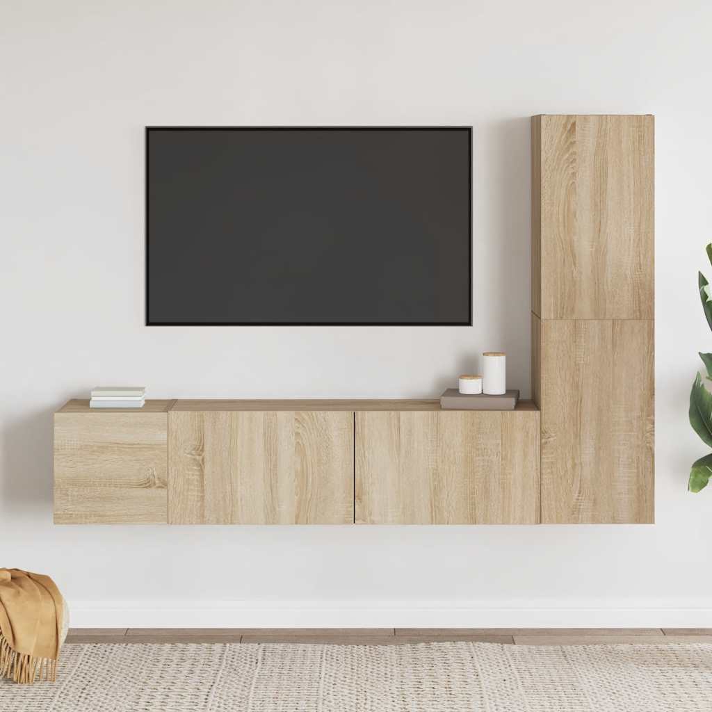 vidaXL 3-Piece TV Cabinet Set Sonoma Oak Engineered Wood