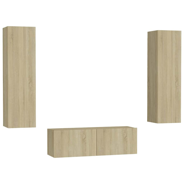 vidaXL 3-Piece TV Cabinet Set Sonoma Oak Engineered Wood