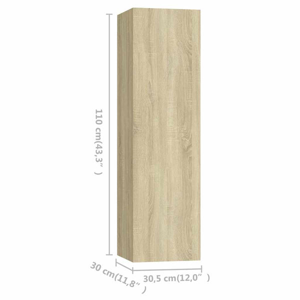 vidaXL 3-Piece TV Cabinet Set Sonoma Oak Engineered Wood