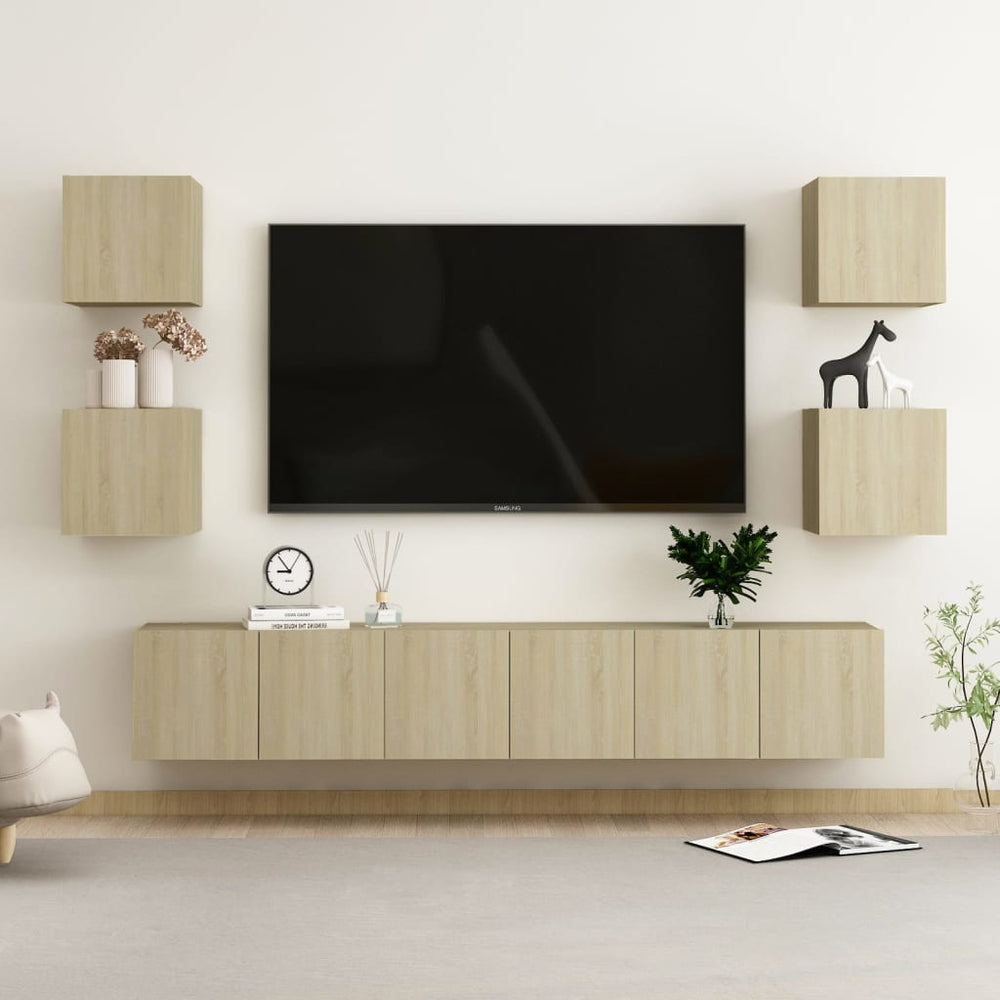 vidaXL 7-Piece TV Cabinet Set Sonoma Oak Engineered Wood