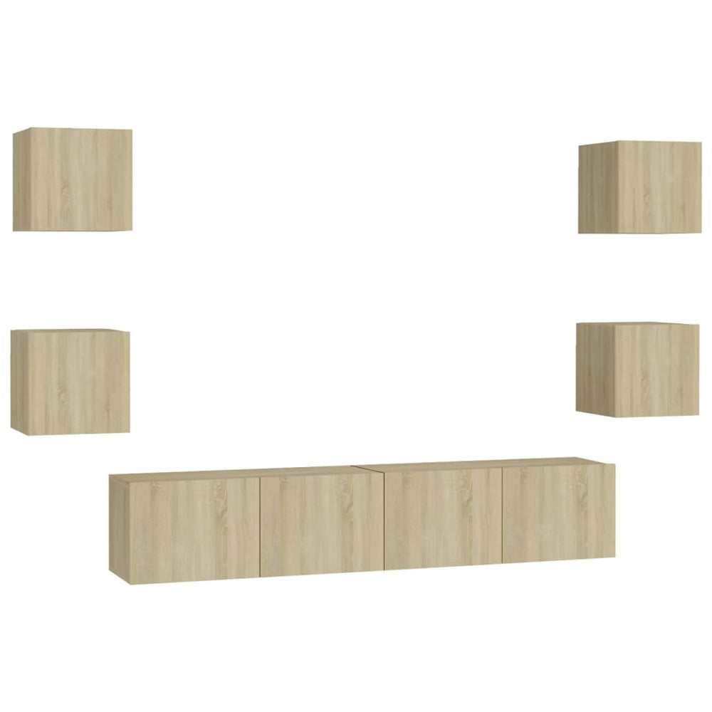 vidaXL 6-Piece TV Cabinet Set Sonoma Oak Engineered Wood