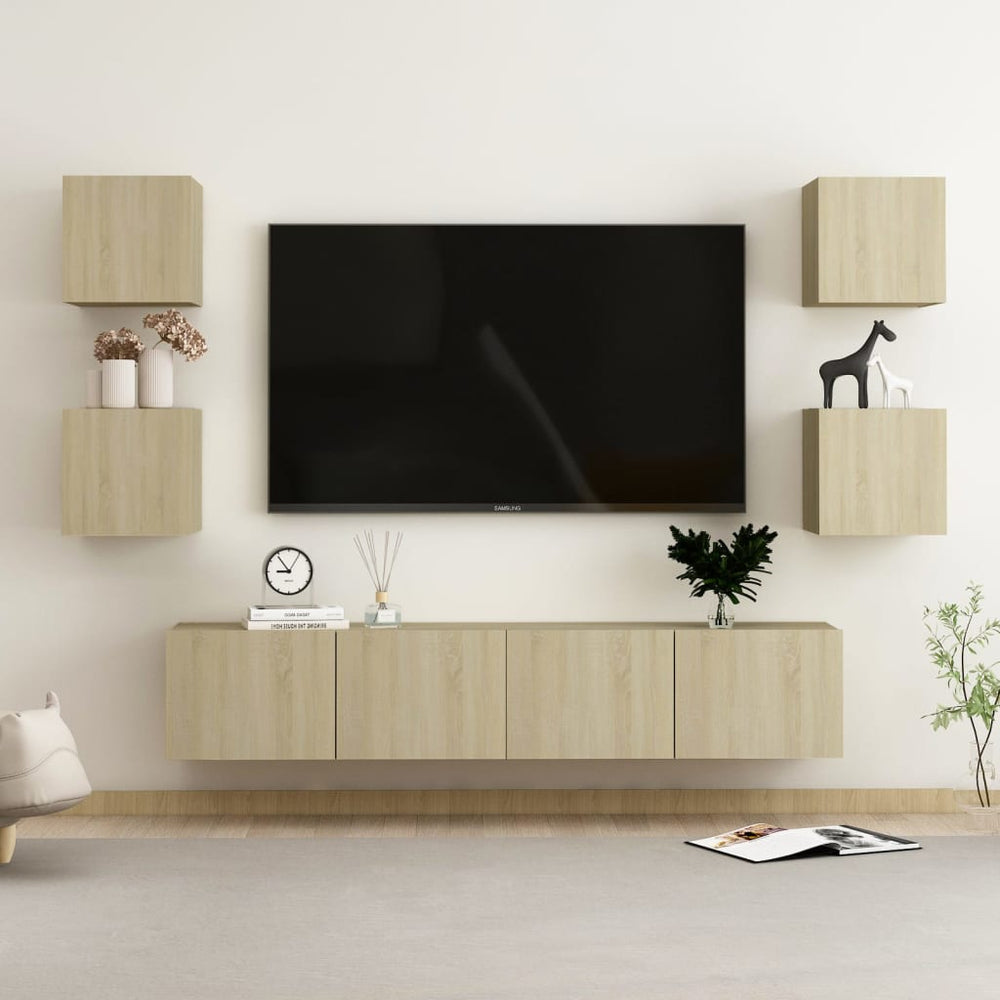 vidaXL 6-Piece TV Cabinet Set Sonoma Oak Engineered Wood