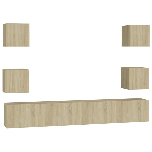 vidaXL 6-Piece TV Cabinet Set Sonoma Oak Engineered Wood