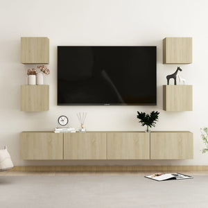 vidaXL 6-Piece TV Cabinet Set Sonoma Oak Engineered Wood