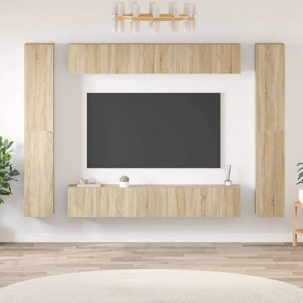 vidaXL 10-piece TV Cabinet Set Sonoma Oak Engineered Wood