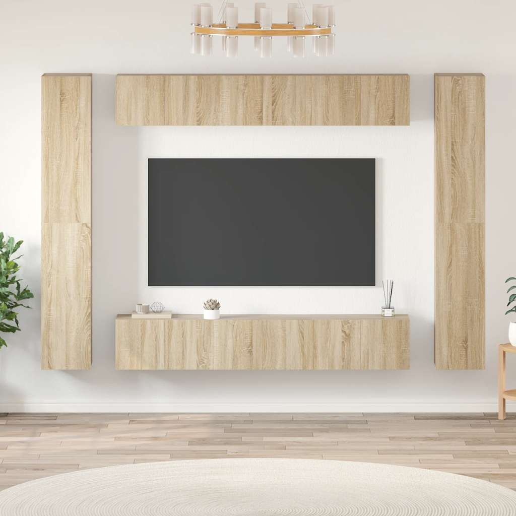 vidaXL 10-piece TV Cabinet Set Sonoma Oak Engineered Wood