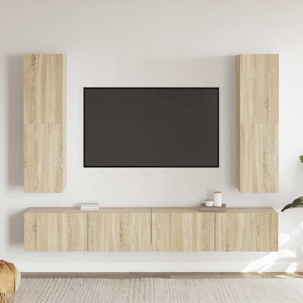 vidaXL 4-Piece TV Cabinet Set Sonoma Oak Engineered Wood