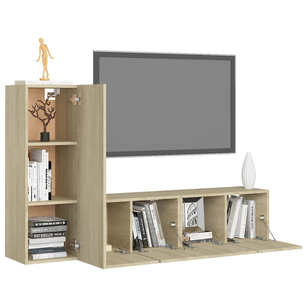 vidaXL 3-Piece TV Cabinet Set Sonoma Oak Engineered Wood