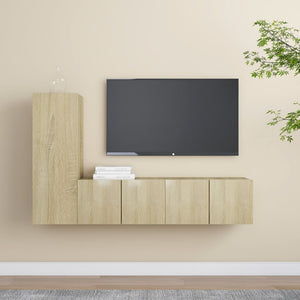 vidaXL 3-Piece TV Cabinet Set Sonoma Oak Engineered Wood
