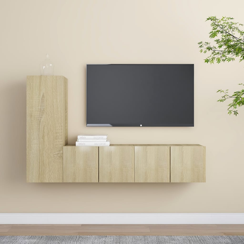 vidaXL 3-Piece TV Cabinet Set Sonoma Oak Engineered Wood