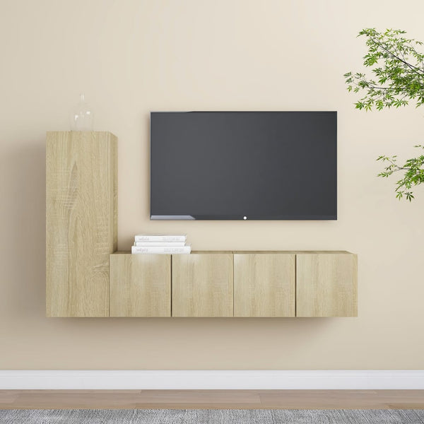 vidaXL 3-Piece TV Cabinet Set Sonoma Oak Engineered Wood