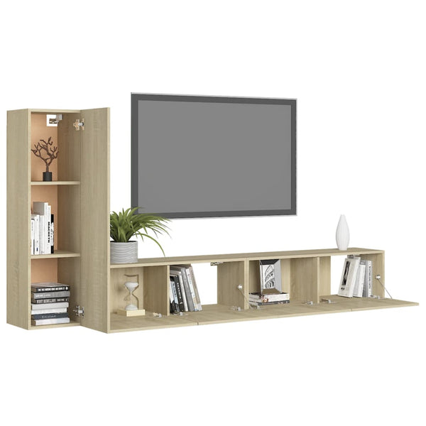 vidaXL 3-Piece TV Cabinet Set Sonoma Oak Engineered Wood