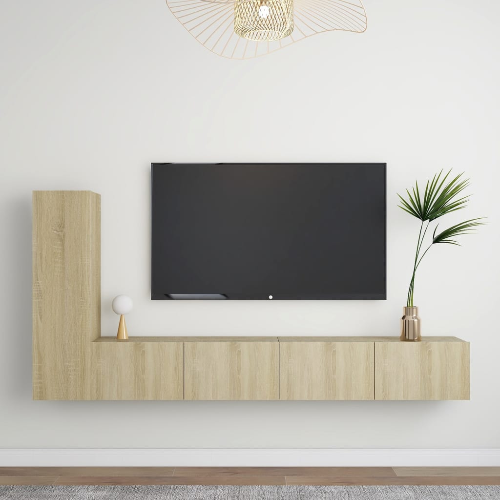 vidaXL 3-Piece TV Cabinet Set Sonoma Oak Engineered Wood