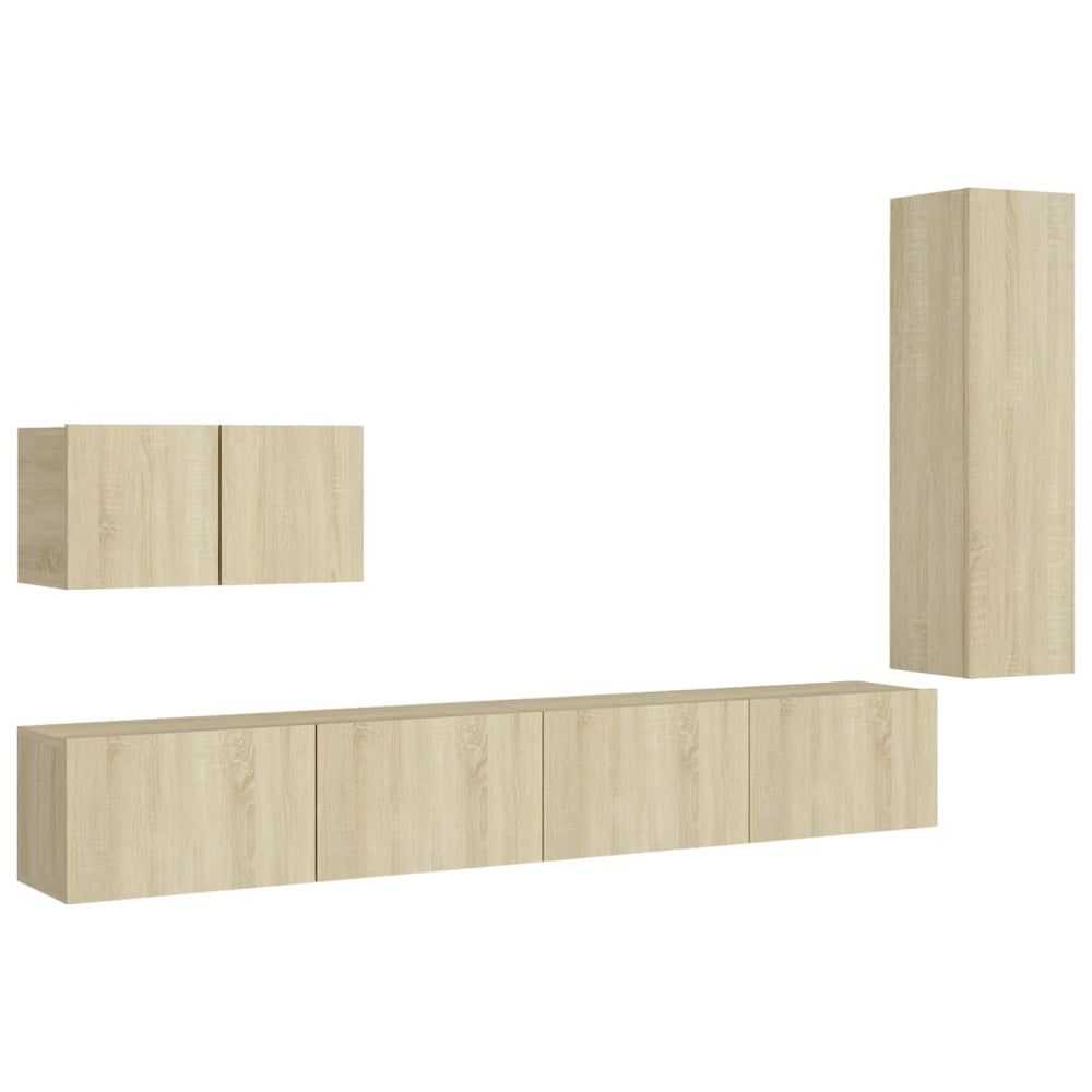 vidaXL 4-Piece TV Cabinet Set Sonoma Oak Engineered Wood