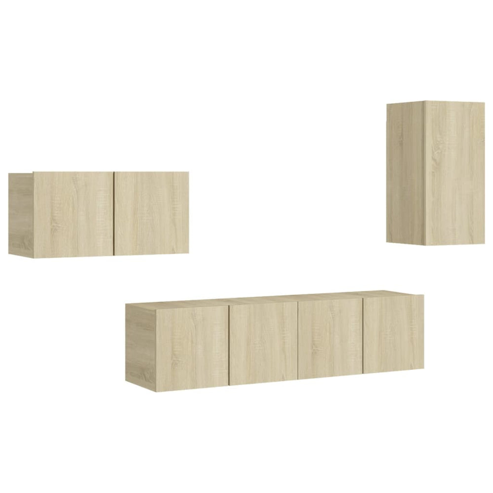 vidaXL 4-Piece TV Cabinet Set Sonoma Oak Engineered Wood