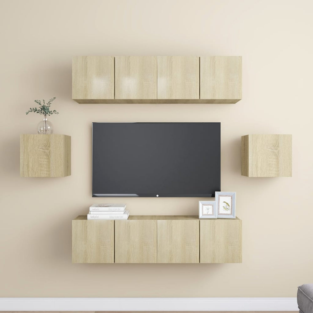 vidaXL 6-piece TV Cabinet Set Sonoma Oak Engineered Wood