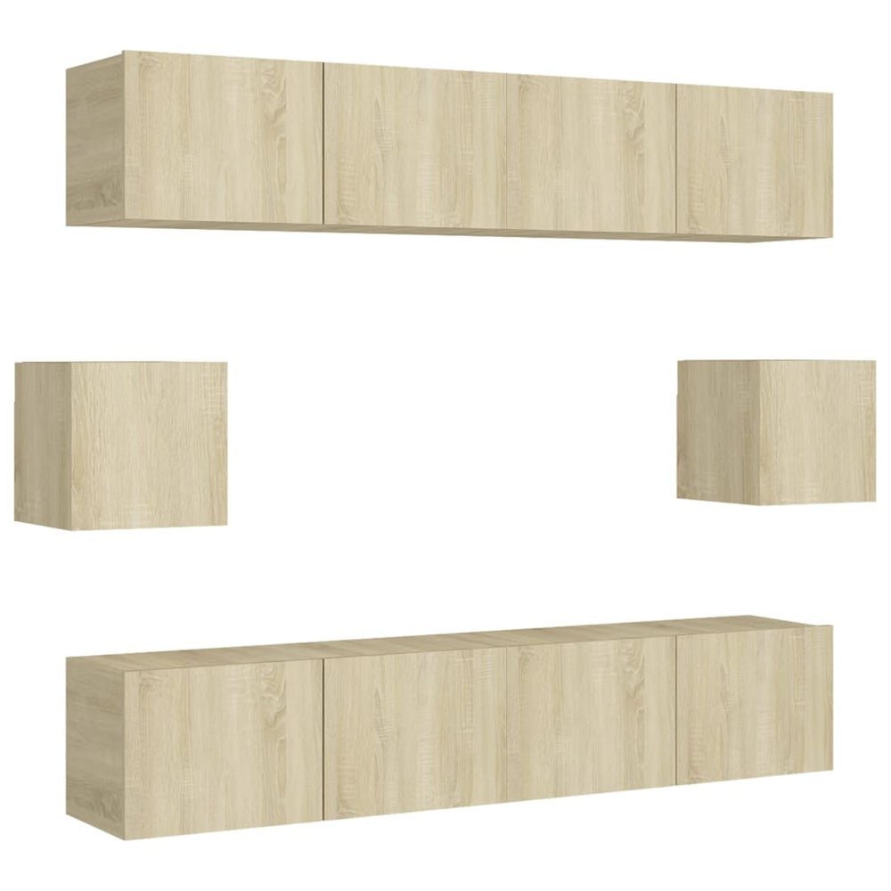 vidaXL 6-Piece TV Cabinet Set Sonoma Oak Engineered Wood