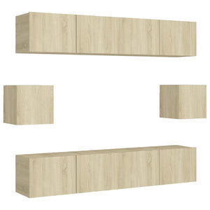 vidaXL 6-Piece TV Cabinet Set Sonoma Oak Engineered Wood
