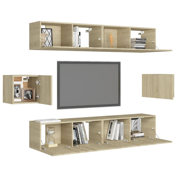 vidaXL 6-Piece TV Cabinet Set Sonoma Oak Engineered Wood