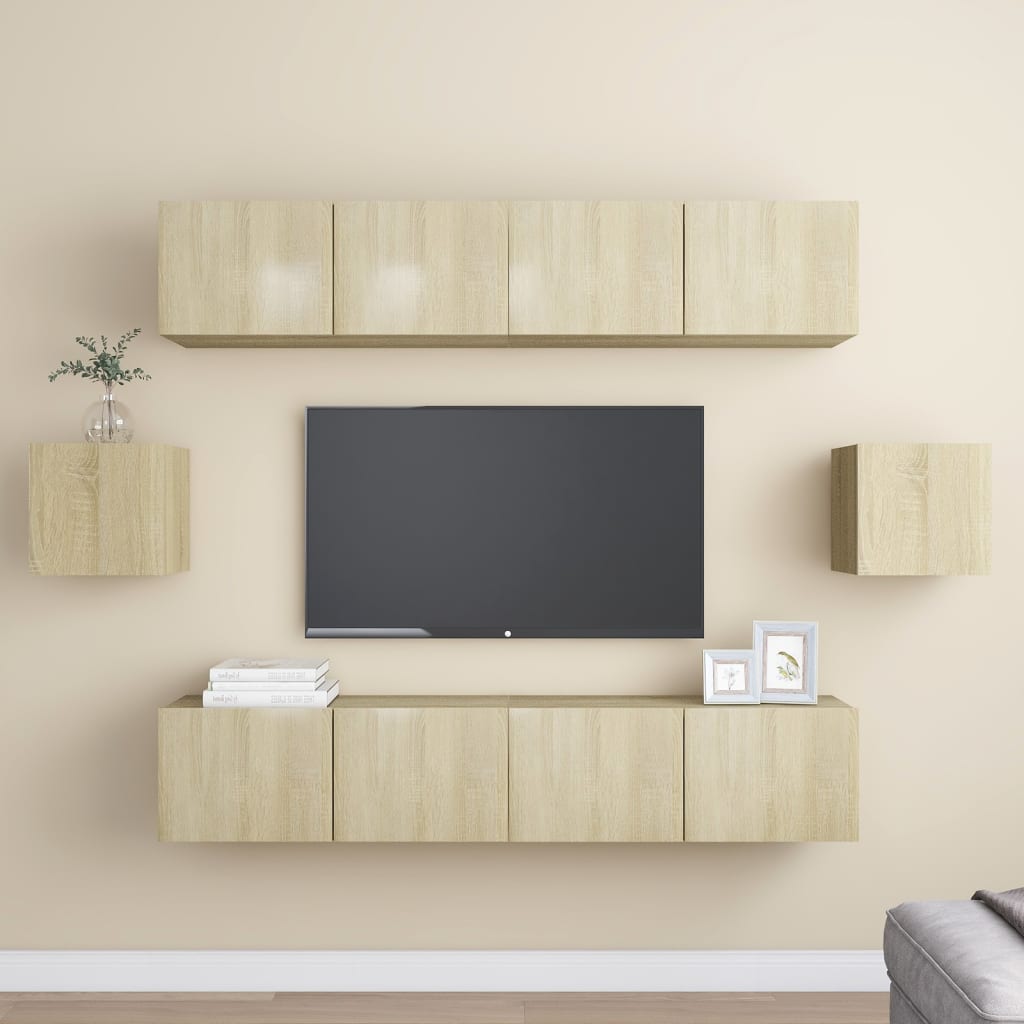 vidaXL 6-Piece TV Cabinet Set Sonoma Oak Engineered Wood