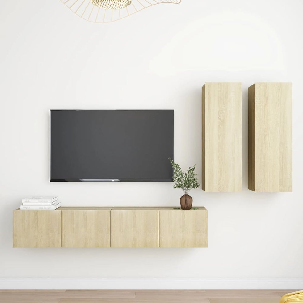 vidaXL 4-Piece TV Cabinet Set Sonoma Oak Engineered Wood