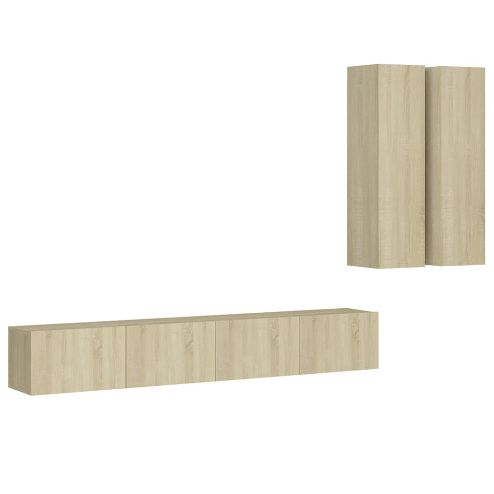 vidaXL 4-Piece TV Cabinet Set Sonoma Oak Engineered Wood