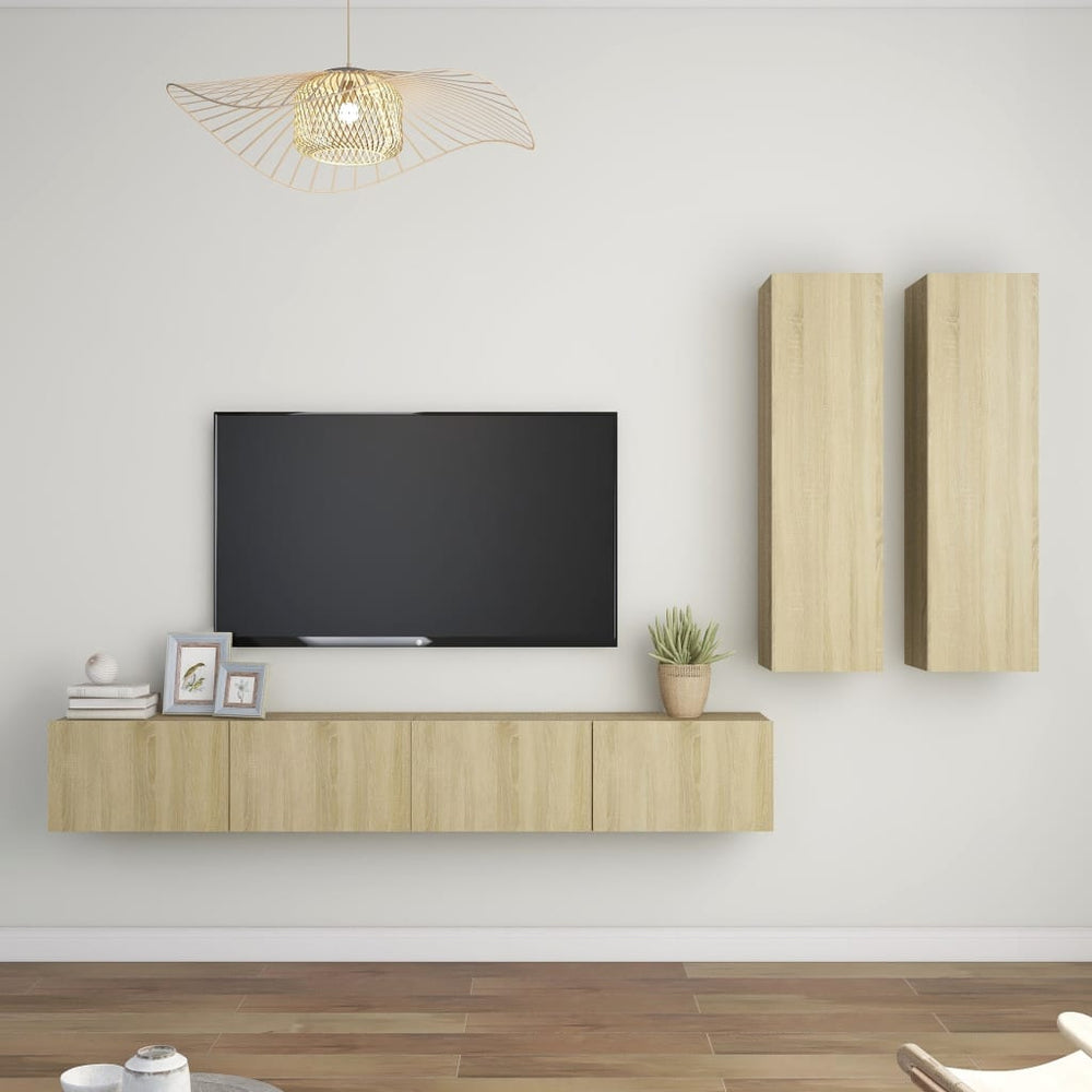 vidaXL 4-Piece TV Cabinet Set Sonoma Oak Engineered Wood