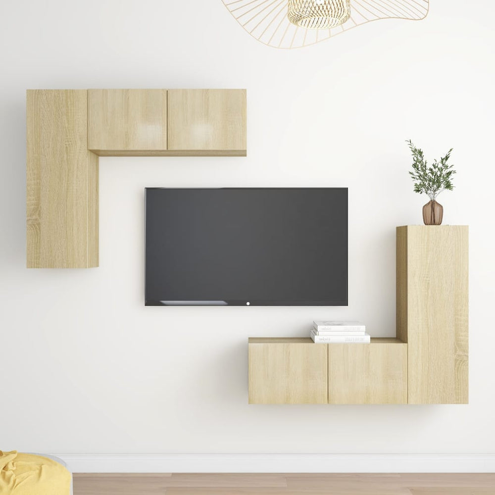 vidaXL 4-Piece TV Cabinet Set Sonoma Oak Engineered Wood