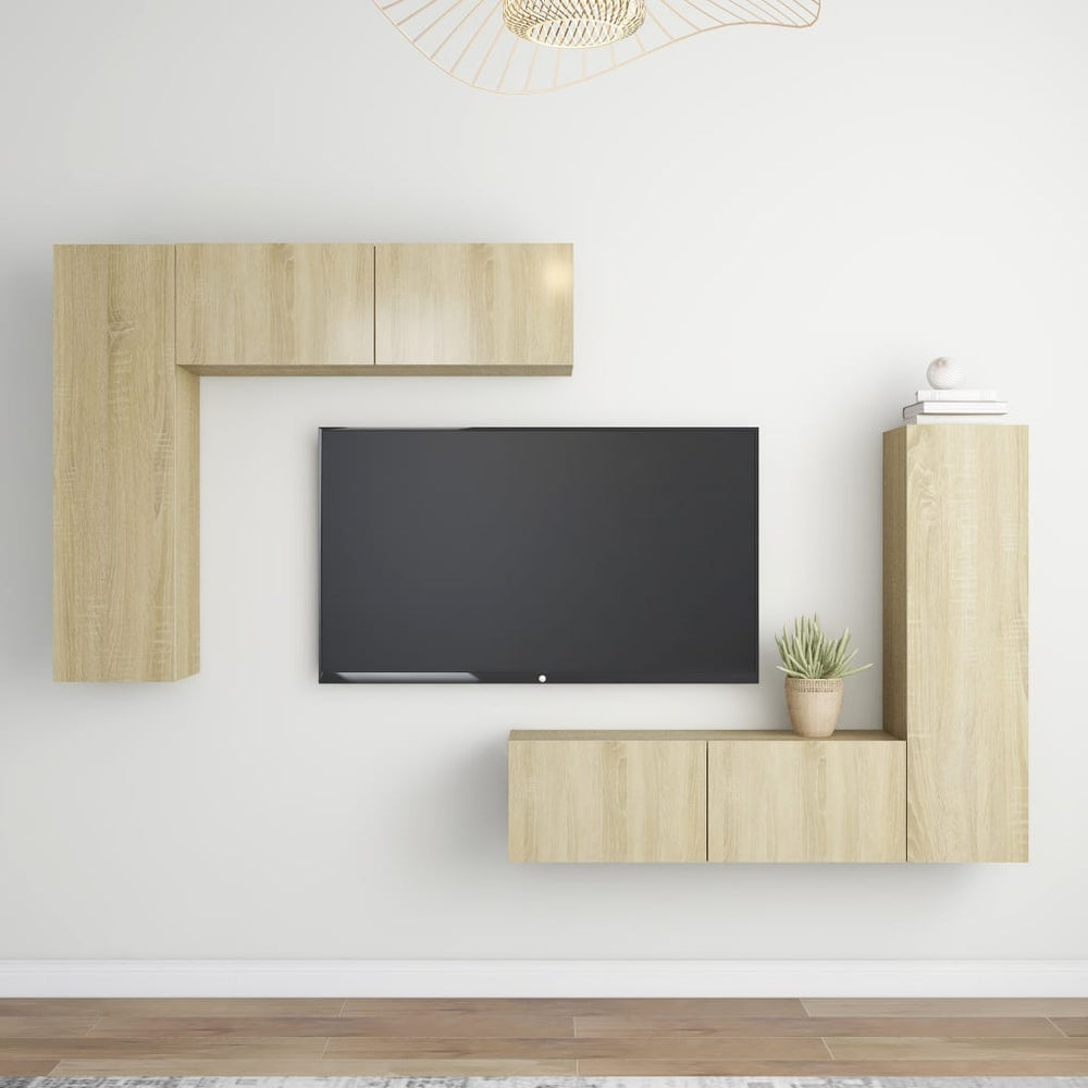 vidaXL 4-Piece TV Cabinet Set Sonoma Oak Engineered Wood