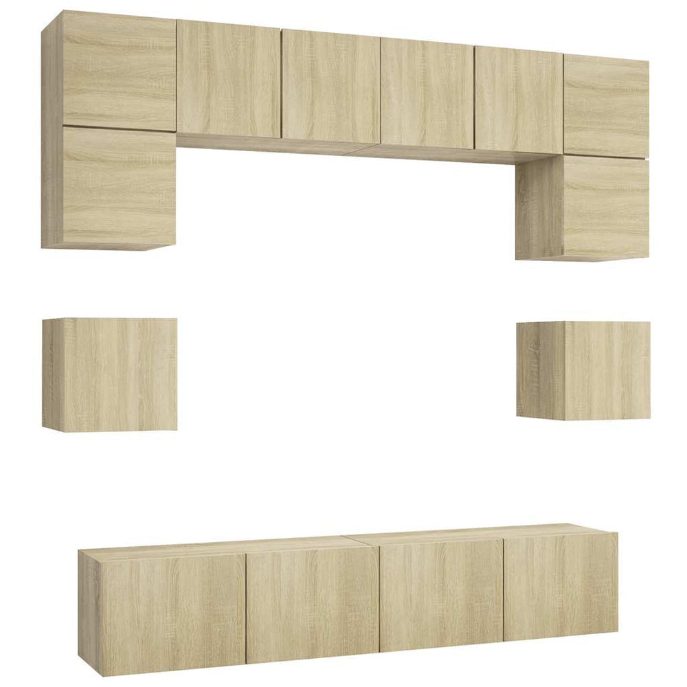 vidaXL 8-Piece TV Cabinet Set Sonoma Oak Engineered Wood