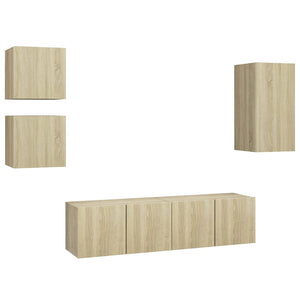 vidaXL 5-piece TV Cabinet Set Sonoma Oak Engineered Wood