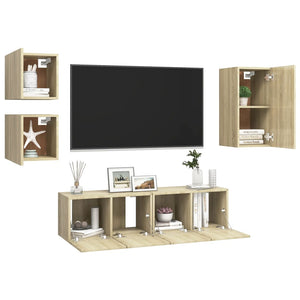 vidaXL 5-piece TV Cabinet Set Sonoma Oak Engineered Wood
