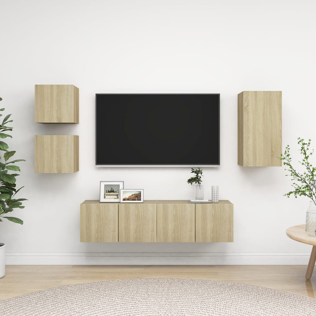 vidaXL 5-piece TV Cabinet Set Sonoma Oak Engineered Wood