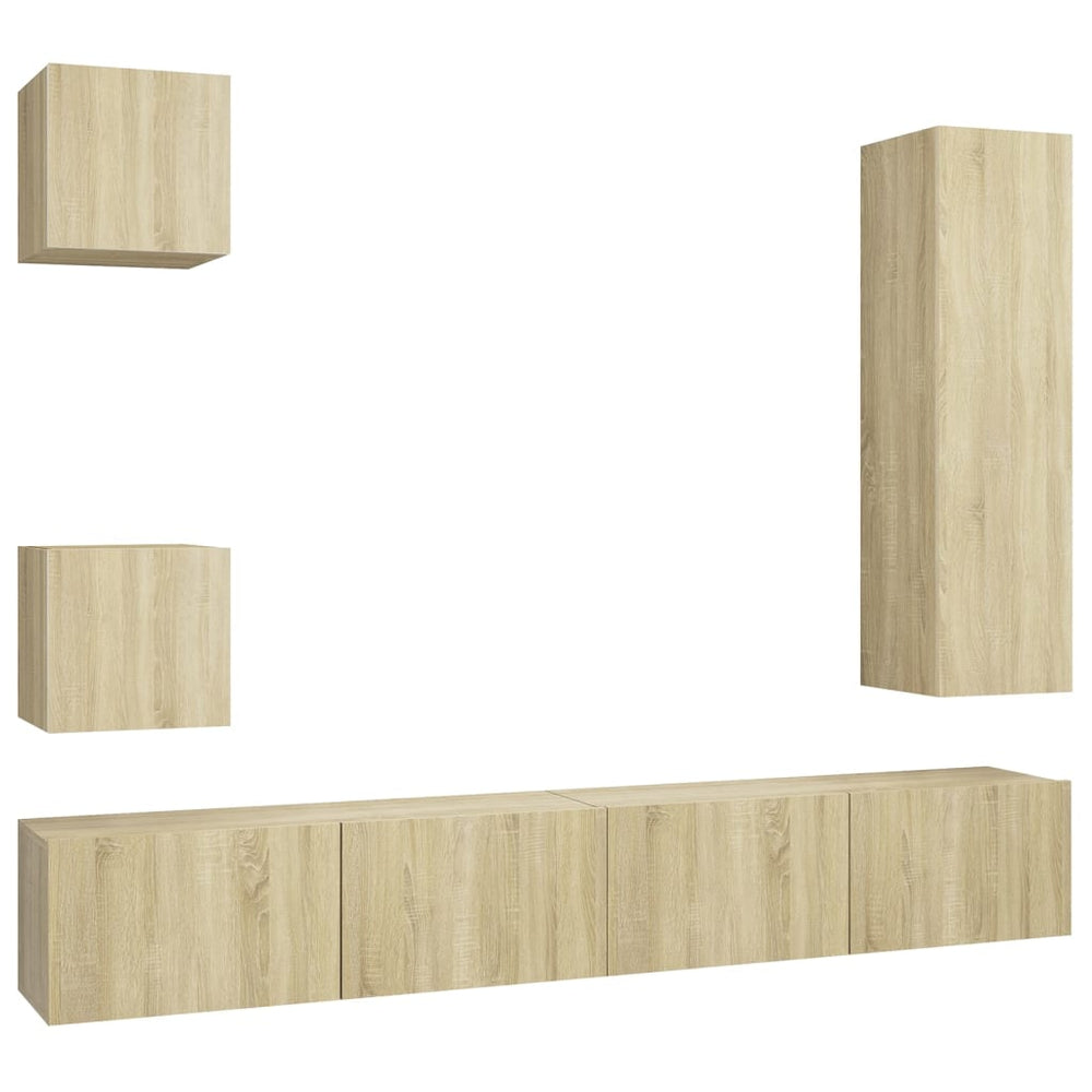 vidaXL 5-piece TV Cabinet Set Sonoma Oak Engineered Wood