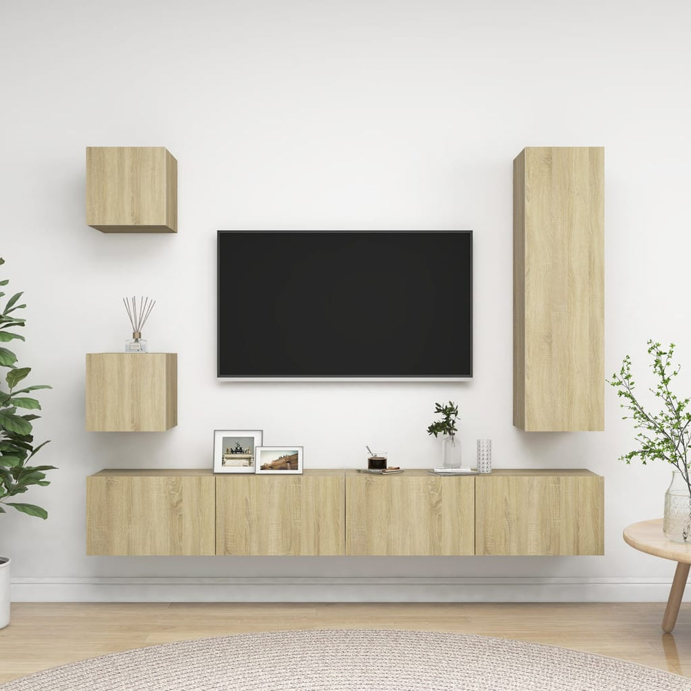 vidaXL 5-piece TV Cabinet Set Sonoma Oak Engineered Wood