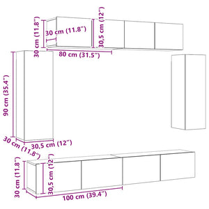 vidaXL 6-Piece TV Cabinet Set Sonoma Oak Engineered Wood