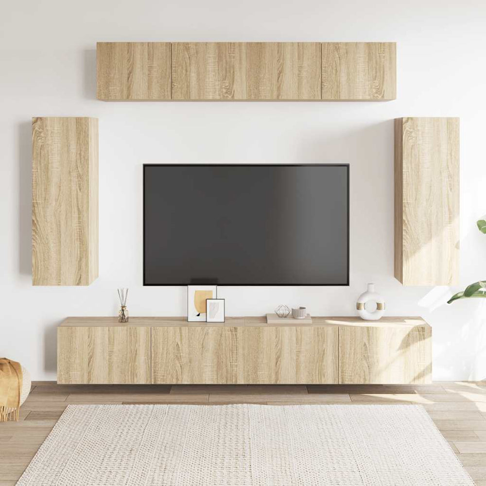 vidaXL 6-Piece TV Cabinet Set Sonoma Oak Engineered Wood
