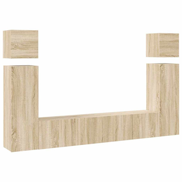 vidaXL 8-Piece TV Cabinet Set Sonoma Oak Engineered Wood