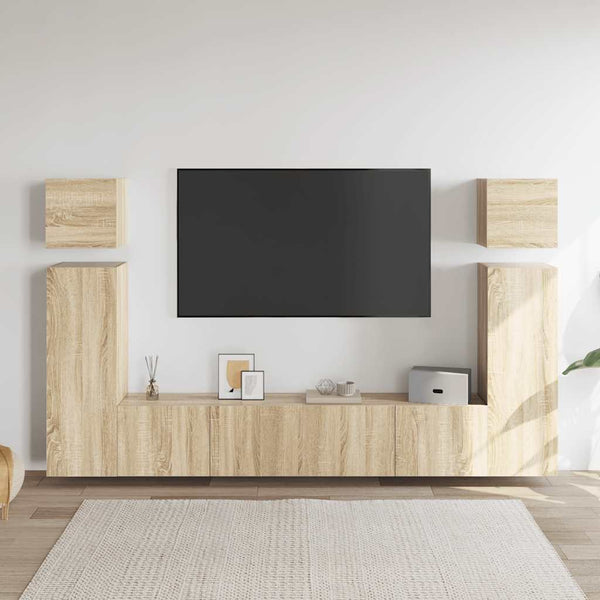 vidaXL 8-Piece TV Cabinet Set Sonoma Oak Engineered Wood