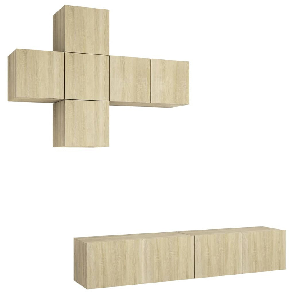 vidaXL 7-Piece TV Cabinet Set Sonoma Oak Engineered Wood