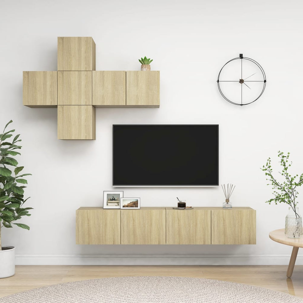 vidaXL 7-Piece TV Cabinet Set Sonoma Oak Engineered Wood